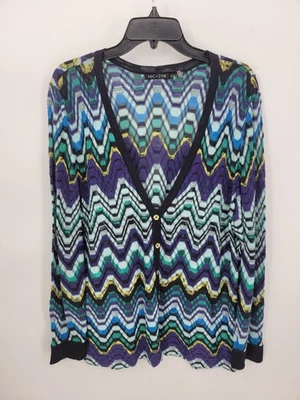 Nic and Zoe Cardigan Sweater Womens Plus 2X Colorful Chevron Stripe Lightweight - Image 1 of 4