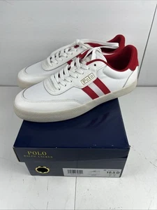 Polo Ralph Lauren Court VLC Low Top Shoes Sneakers Men's 9.5 Red On White New - Picture 1 of 8