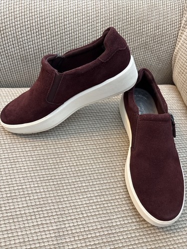 Clarks Layton Rae sneaker casual da donna camoscio bordeaux marrone intenso 6 5 usate in ottime condizioni