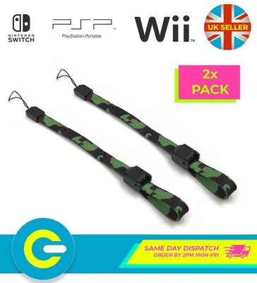 2x Camo Adjustable Wrist Straps For Nintendo Wii Remote Controller Switch 3DS - Image 1 of 4