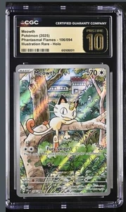 2025 Meowth 106/094 Phantasmal Flames English IR, CGC Pristine 10 Gem Mint, Pop1 - Bild 1 von 2