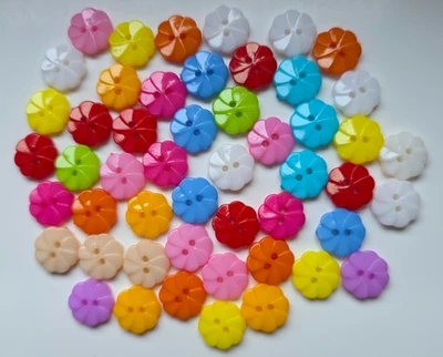 50 Flower Shape Two Hole Acrylic Buttons Size 13mm in Assorted Colours - Image 1 of 2