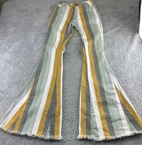 ALTAR’D STATE STRIPE JEANS Womens XS ELECTRA FLARE Bell Bottom Flare/Raw Hem - Picture 1 of 13