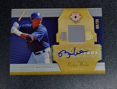 Tarjeta de camiseta automática/20 Milwaukee Brewers Rickie Weeks 2005 Ultimate Collection GU Foto 1 de 3
