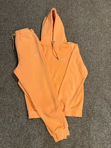 Snipes Hoodie Set Orange Small Sweatpants Unisex Women Warm Winter Sport Casual - Picture 1 of 6