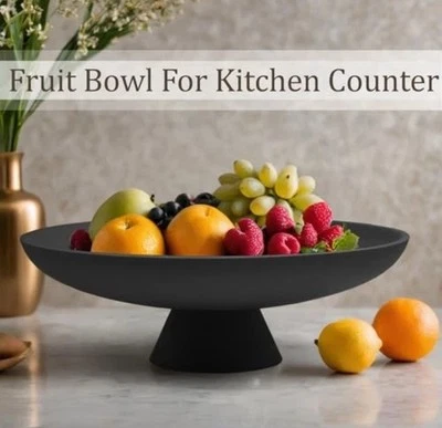 Pedestal Cuenco Negro Grande Moderno Resina Decoración del Hogar Fruta Centro de Mesa Foto 1 de 4