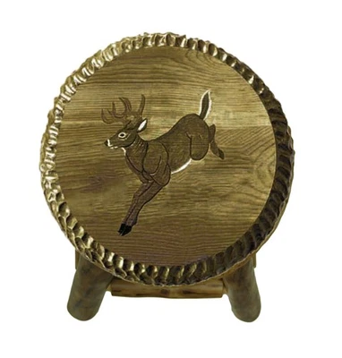 Zeckos Rustic Handcrafted Wooden Carved Deer Bar Stool 24 in. - Image 1 of 2