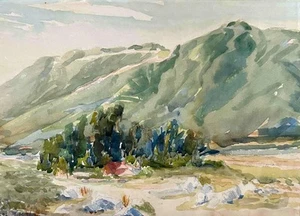 Edith Maude Miller -Green Verdugo Hills, California -1937 Original Watercolor - Picture 1 of 5