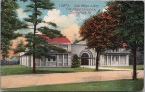 Postal de Springfield, Illinois de la década de 10 "Oak Ridge Abbey, Oak Ridge Cemetery" - Imagen 1 de 2