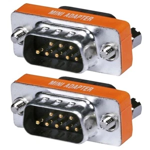2 Pcs DB9 DB 9 RS-232 Male to Male Mini Null Modem Coupler Adapter Converter - Picture 1 of 3