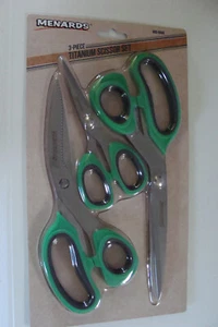 Menards 3 piece Stainless Steel Blade Titanium Scissors Set 9" 8" 5.25" NEW - Picture 1 of 2