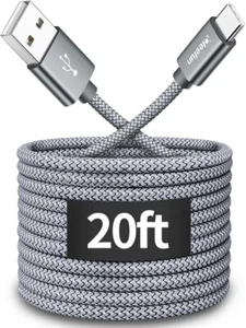 15 ft or 20Ft Extra Long USB Type C Cable A 2.0 To Nylon Braided Charger Cord - Picture 1 of 20