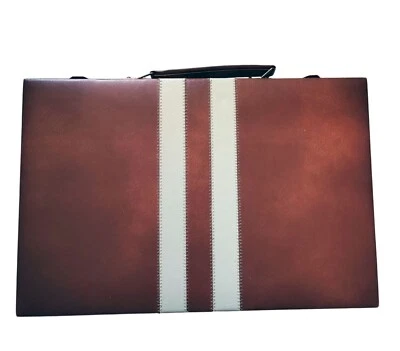 Estuche de Juego Backgammon Vintage Cuero Sintético Marrón Borgoña Tablero Plegable Sin Piezas Foto 1 de 4