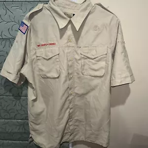 Vented Microfiber Poly Boy Scout BSA UNIFORM SHIRT Mens Medium Short Sleeve L69 - Picture 1 of 7