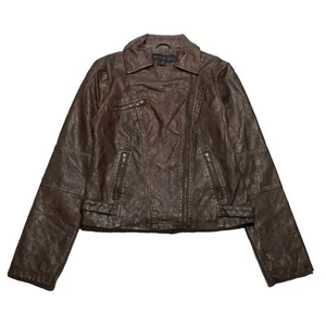 Ookie & Lala Brown Long Sleeve Full Zip Leather Motorcycle Jacket Women’s Size M - Picture 1 of 10
