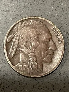 Raw 1917-S Indian Head BUFFALO NICKEL Dark Brown Color Original Surfaces - Picture 1 of 7