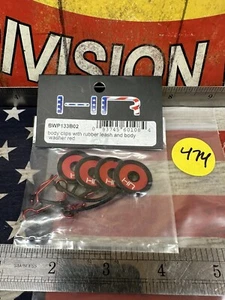 HOT RACING BWP133B02 BODY CLIPS W/RUBBER LEASH AND BODY WASHERS: Red X 4pc. - Picture 1 of 5
