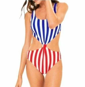 Traje de baño de una pieza ABERCROMBIE & FITCH Cheekini rojo blanco azul extra grande - Imagen 1 de 5