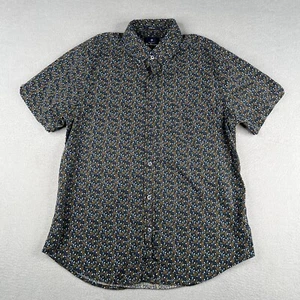 Ben Sherman Stretch Shirt Medium Floral Leaf Print Button Up Short Sleeve Mens - Picture 1 of 10