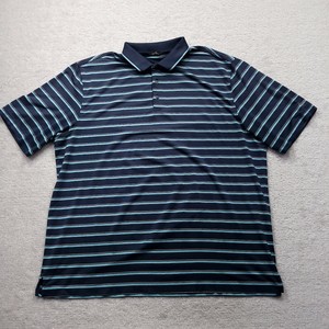 Walter Hagen Golf Polo Shirt Mens XXL Blue Striped Performance Short Sleeve