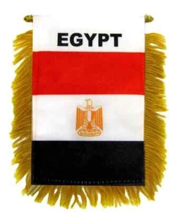 1 doz Egypt Mini Banner Gold Fringe Car Mirror Hanging Flags with Suction Cups - Picture 1 of 3