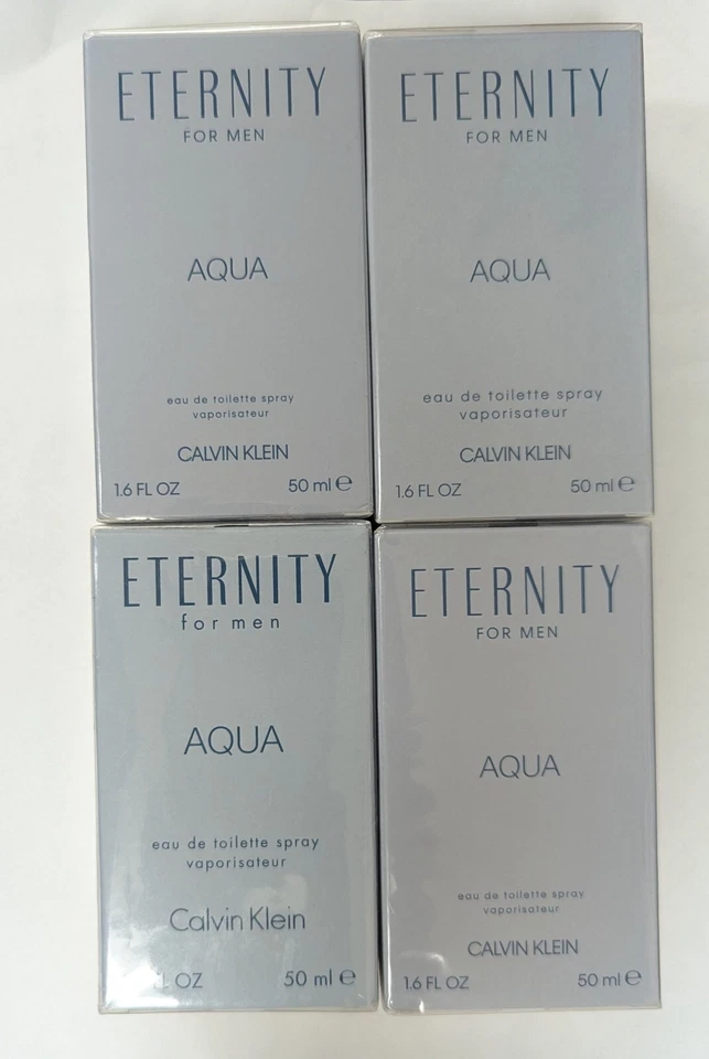 LOTE DE 4 CALVIN KLEIN ETERNITY PARA HOMBRES AQUA EDT SPRAY 1,7 fl oz NUEVO EN CAJA SELLADO Foto 1 de 3