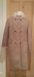 Vintage Womens 1960s 70's Pelzhaus Brown Sheepskin Shearling Fur Coat Jacket - Picture 1 of 20