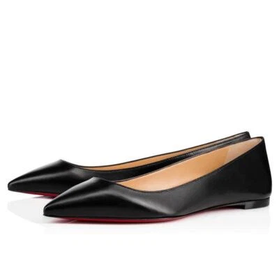 Christian Louboutin Ballalla Cuero Negro Punta Bailarina Ballet Plana 35 Foto 1 de 4