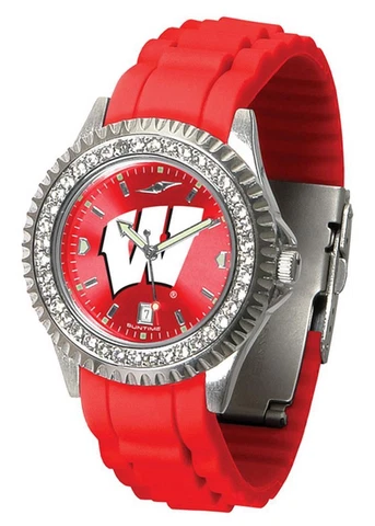 Women's University of Wisconsin Badgers Watch Sparkle Bezel Silicone Band Cover