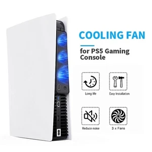 Cooling Fan for PS5 Console with LED Lights Silent Noise Reduction USB-Powered - Picture 1 of 8