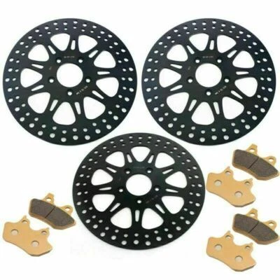 Black Front Rear 11.5" Brake Rotors & Pads Touring 00-07 Electra Glide Road King Foto 1 de 4