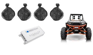 4 Rockville RWB80B 8" Tower Speakers+4-Channel Amplifier for Polaris RZR/ATV/UTV - Picture 1 of 11