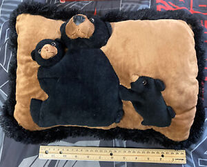 Yosemite? Jaag Plush 15â€� Brown Throw Pillow 3D Baby Black Bear Family Soft Vel