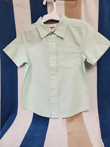 OshKosh B'Gosh Toddler Boy Light Green Short Sleeve Button Down Cotton Shirt 5T - Picture 1 of 5