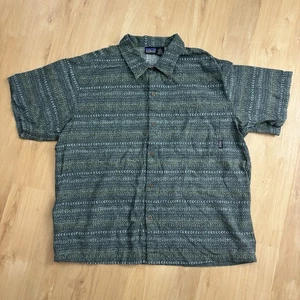 Vintage Patagonia Tribal Pattern Organic Cotton Mens Button Up Shirt Large 90s - Bild 1 von 8