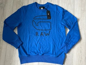 Nueva Sudadera G Star Calce Regular Cuello Redondo Azul Grande PVP £75 - Imagen 1 de 4