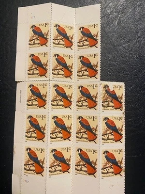 1991 1 cent Kestral stamps; block of 18 - Image 1 of 2