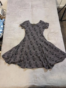 Nooworks Dress Fit And Flared Medium Gray Floral Pattern USA Made - Picture 1 of 8