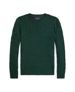 NWOT $65 RALPH LAUREN Green Cable Knit Cotton Sweater SZ S(8) child - Picture 1 of 5