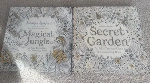 Johanna Basford Colouring Books x 2 Magical Jungle Secret Garden Unused Adult - Picture 1 of 8