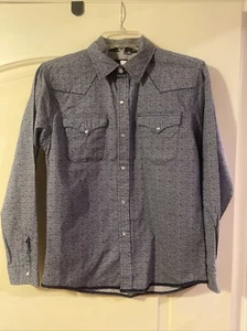 Roper Boys Lg 14/16 L/S Button Up Navy /White - Picture 1 of 4