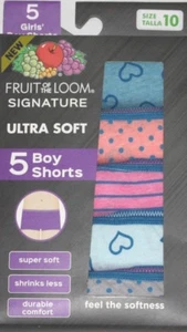 NEW Fruit of the Loom Signature Ultra Soft, Girls' Boy Shorts, Size 10, 5 pack - Picture 1 of 1