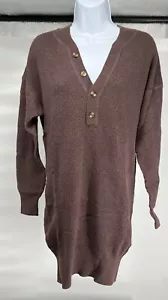 prAna, Women's Long Sleeve Milani Henley Dress, Brown, Size XS, NWT - Picture 1 of 6