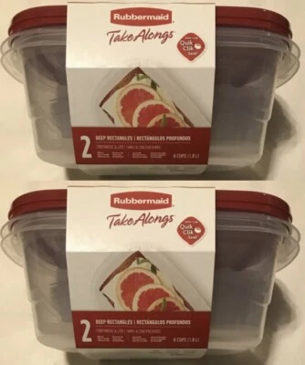 Contenedores y tapas Rubbermaid Take Alongs (4) cuencos rectangulares de 8 tazas, NUEVO Foto 1 de 2