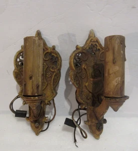 Antike gegossene Art Deco Revival Kerzen 10" elektrische offene Details Wandleuchter USA - Bild 1 von 14