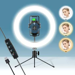 10" Selfie Ring Light Wireless Phone Tripod Stand Remote 3 Colors 10 Brightness - Picture 1 of 7
