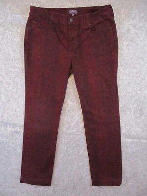 Jeans feminino NYDJ Not Your Daughters 12P borgonha jeans skinny estampa de cobra 32x27 - Imagem 1 de 4