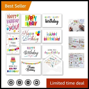 Durable 100-Pack Happy Birthday Cards - 5x7 Assorted Designs for Every Occasion - Picture 1 of 11