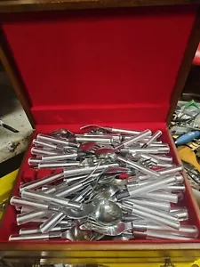 IKEA Stainless Steel Flatware Taiwan Plastic Round Handle White Center 77 Pieces - Picture 1 of 10