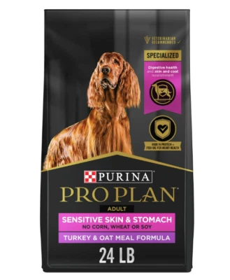 Purina Pro Plan Sensitive Skin & Stomach Dry Dog Food, Turkey & Oat Meal, 24 lb - Image 1 of 4